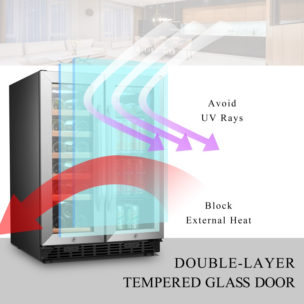 LANBO Wine and Beverage Refrigerator, Compact Builtin Wine and Drink